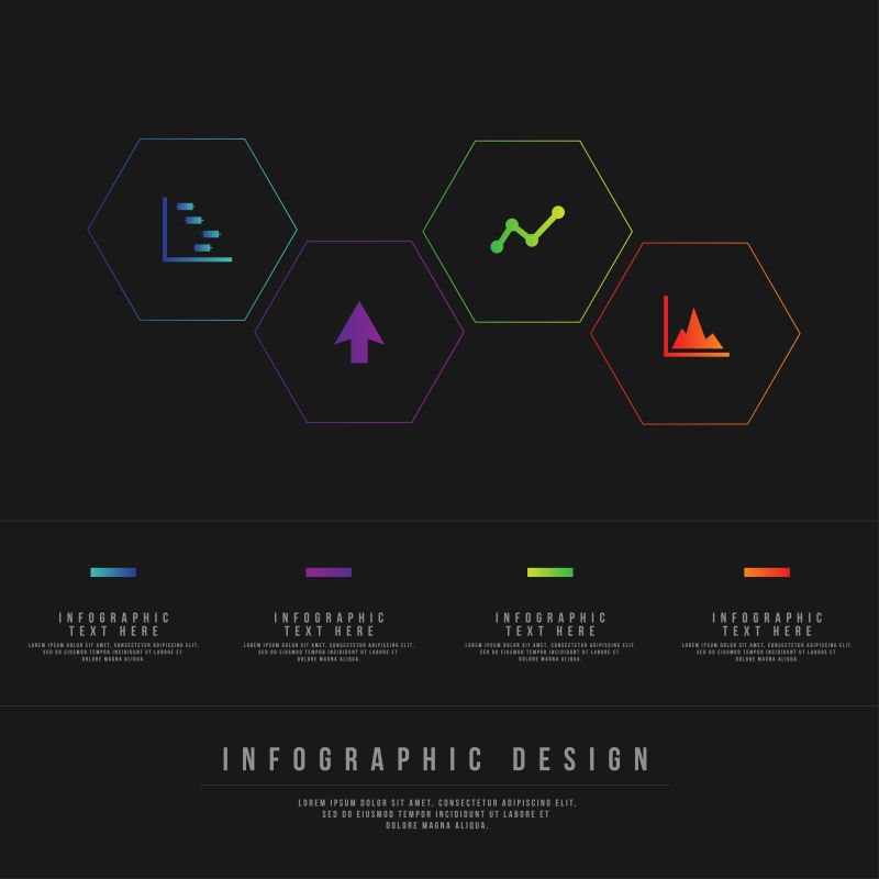 抽象矢量现代深色经典信息图表设计