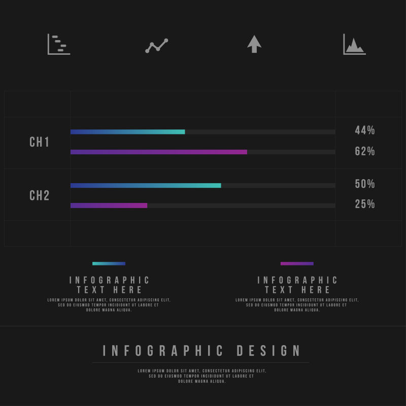 抽象矢量现代深色信息图表平面设计