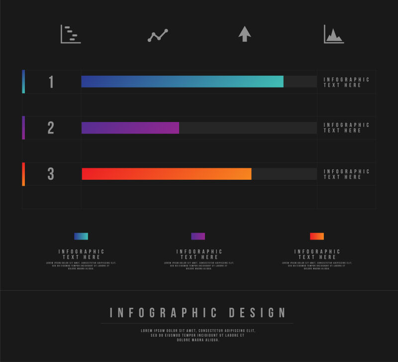 抽象矢量深色条形统计信息图表设计