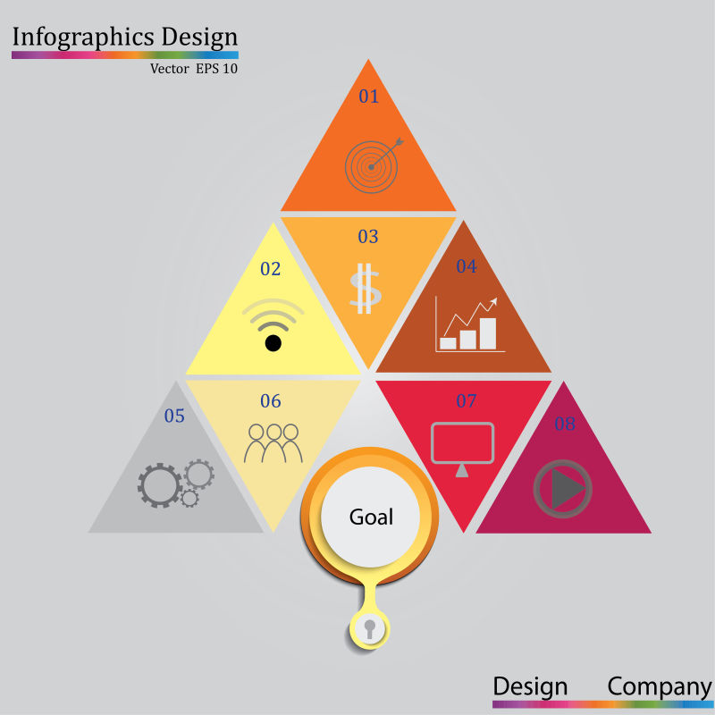 抽象矢量彩色几何三角信息图表设计