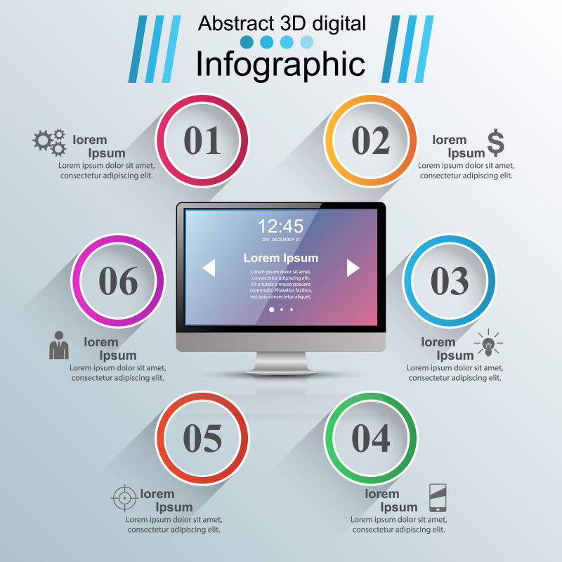 创意矢量现代电视元素的信息图表设计