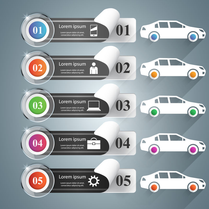 创意矢量现代车辆元素的信息图表设计