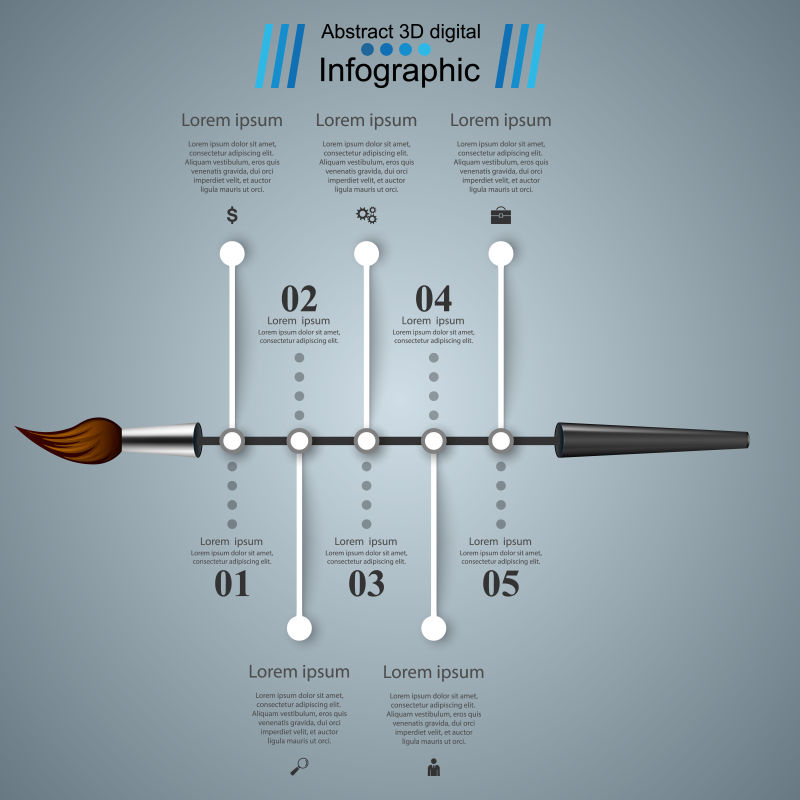 抽象矢量现代画笔元素的信息图表设计