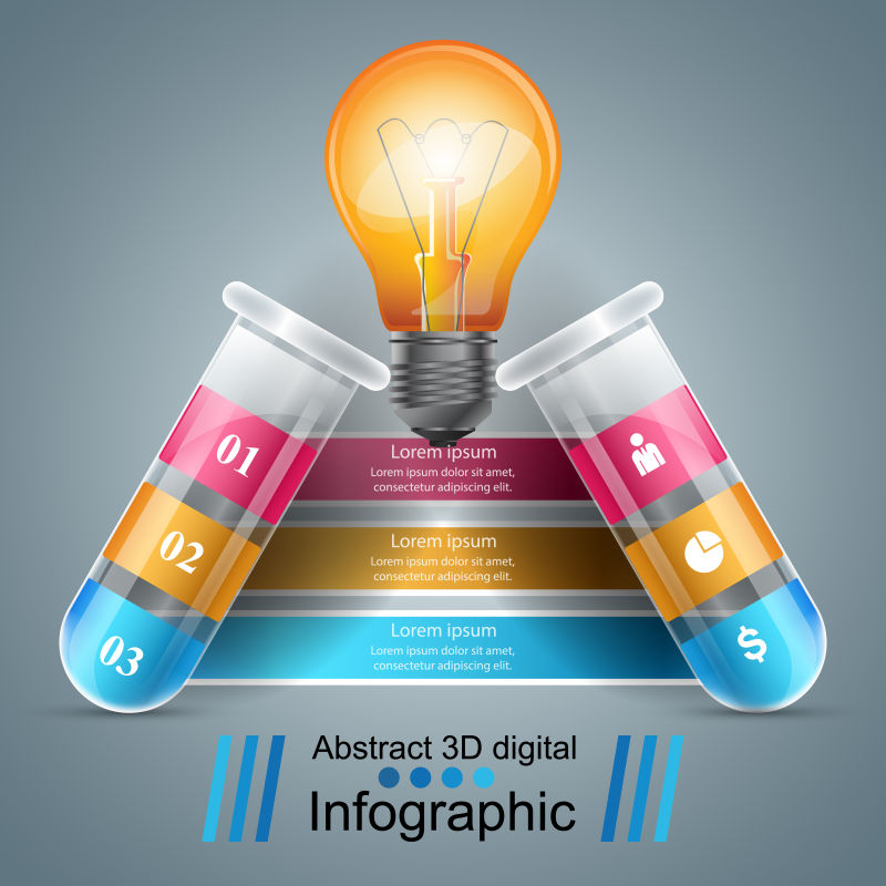 创意矢量现代试管元素的信息图表设计