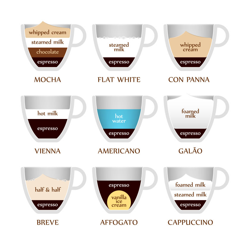 创意矢量咖啡类型图表插图
