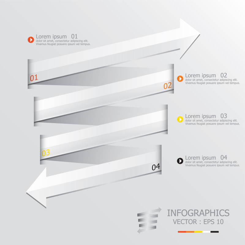 创意矢量现代纸艺箭头元素的信息图表设计