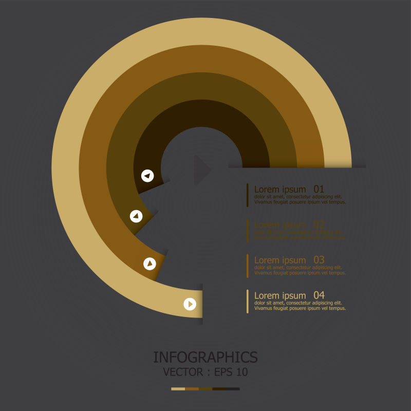 抽象矢量棕色圆形商业数据信息图表设计