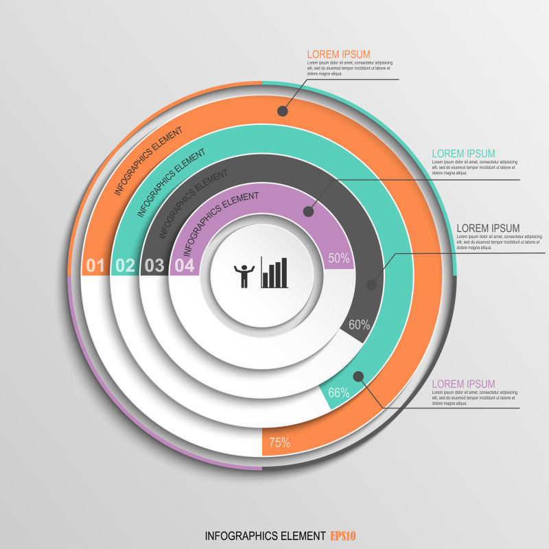 创意矢量现代彩色圆形数据信息图表