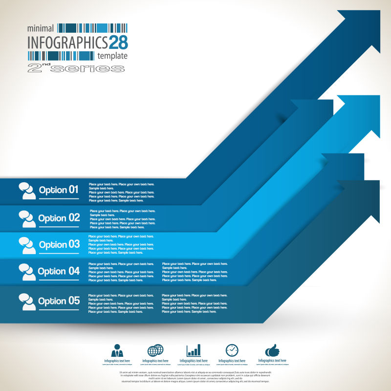 抽象矢量现代蓝色箭头元素的信息图表设计