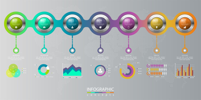 矢量抽象现代时尚彩色信息图表设计