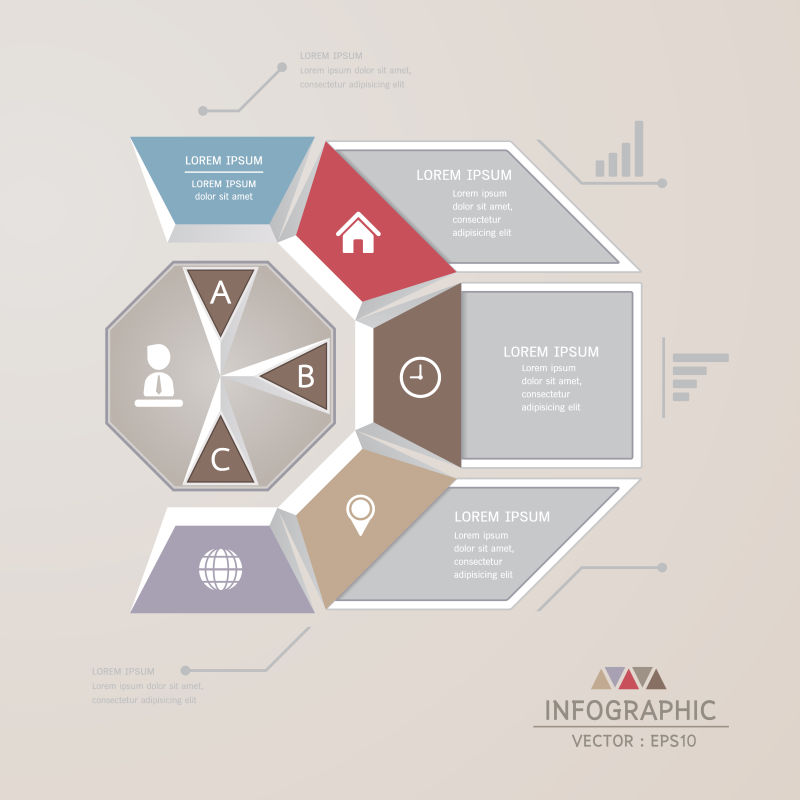 矢量现代几何元素的抽象信息图表设计