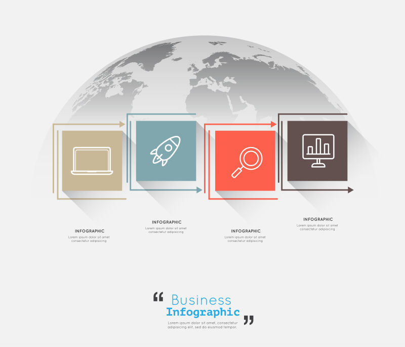 抽象矢量全球商业主题信息图表设计
