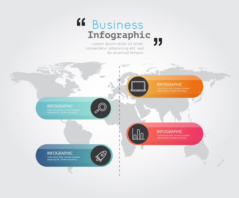 矢量抽象现代全球商业信息图表平面设计