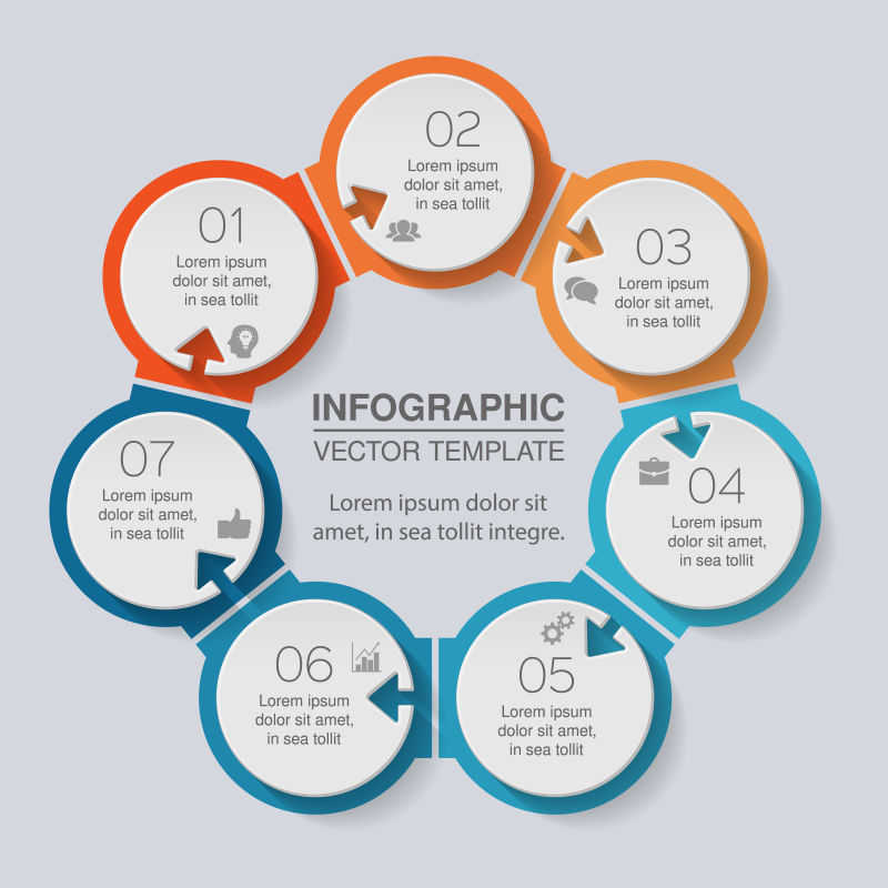 矢量抽象现代彩色圆形循环信息图表设计