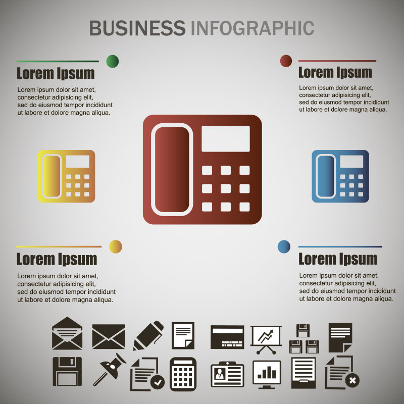 矢量现代电话元素的商业信息图表设计