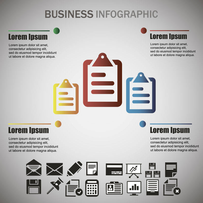 创意矢量文本元素的商业信息图表设计