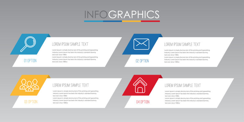 抽象矢量简约图形元素的信息图表设计
