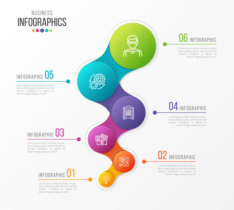 矢量抽象六步信息图表设计