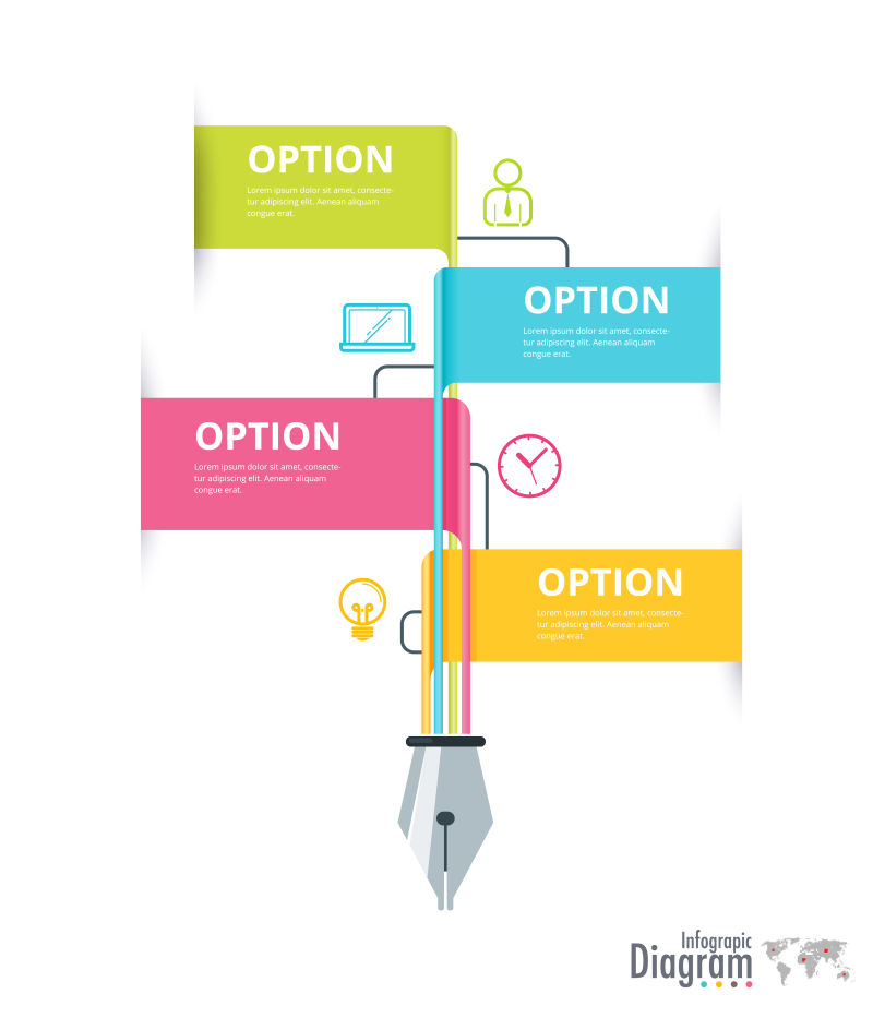 抽象矢量经典钢笔元素的信息图表设计