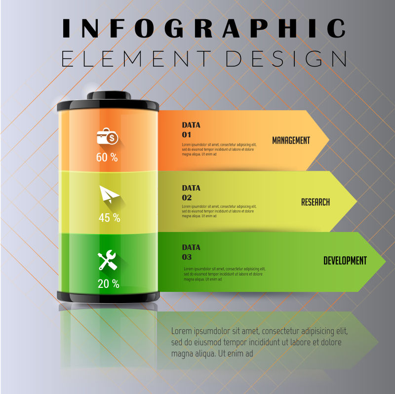 创意矢量电池充电主题的信息图表设计