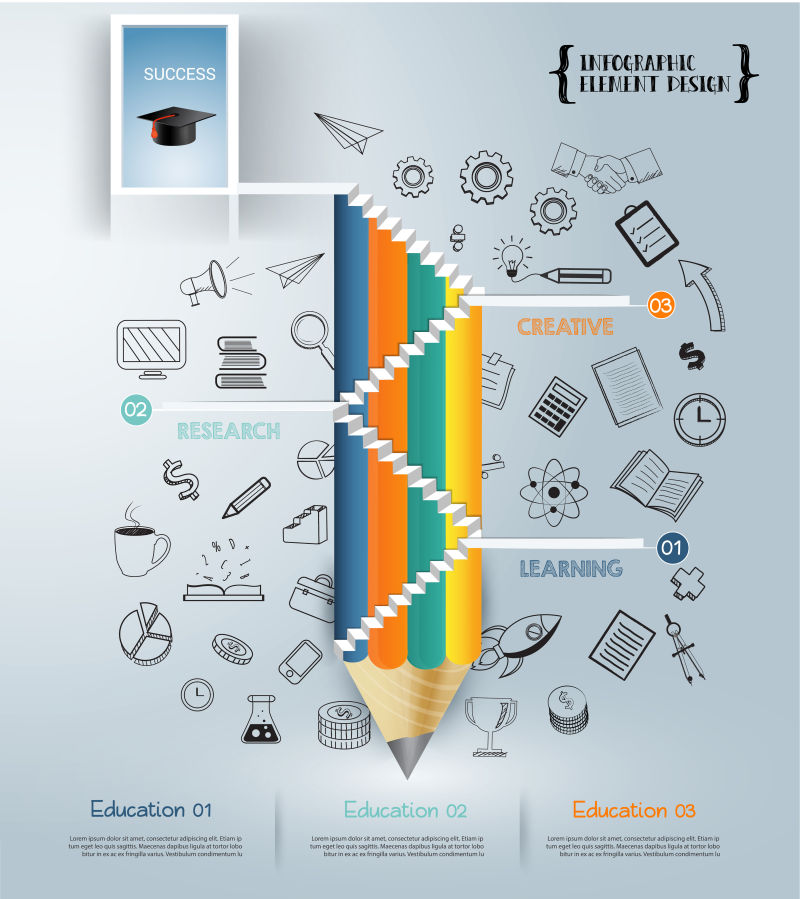 矢量教育阶梯主题的信息图表设计