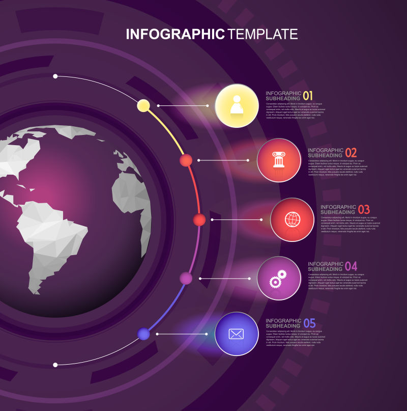 抽象矢量行星主题的信息图表设计