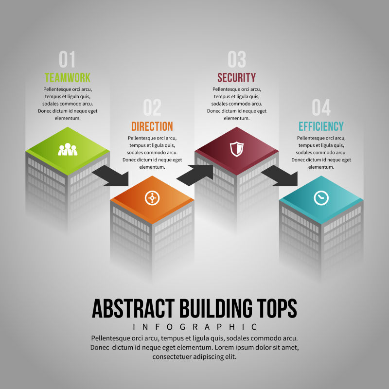 抽象矢量现代立体建筑元素的信息图表设计