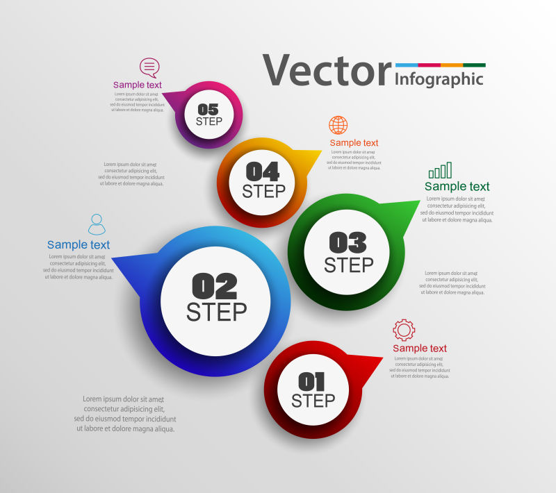 抽象矢量现代彩色图形元素的信息图表设计