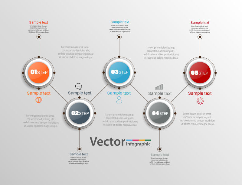 抽象矢量彩色圆形元素的信息图表创意设计
