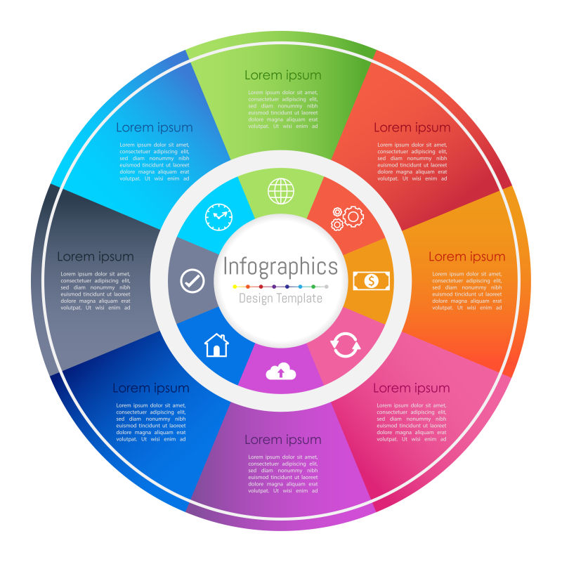 抽象矢量彩色饼图信息图表设计