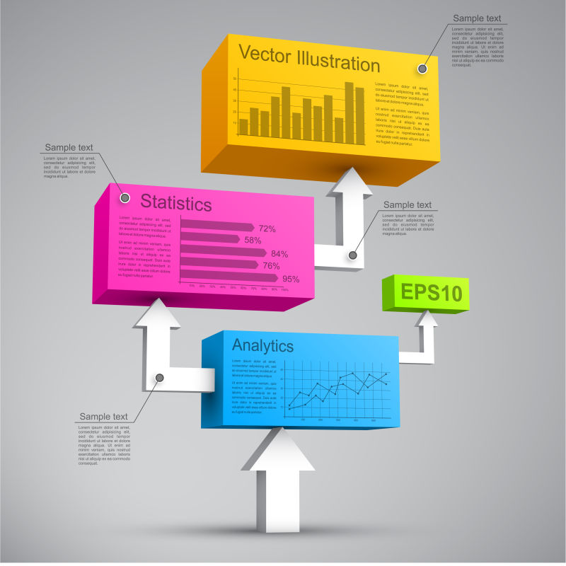 抽象矢量立体风格的商业信息图表设计