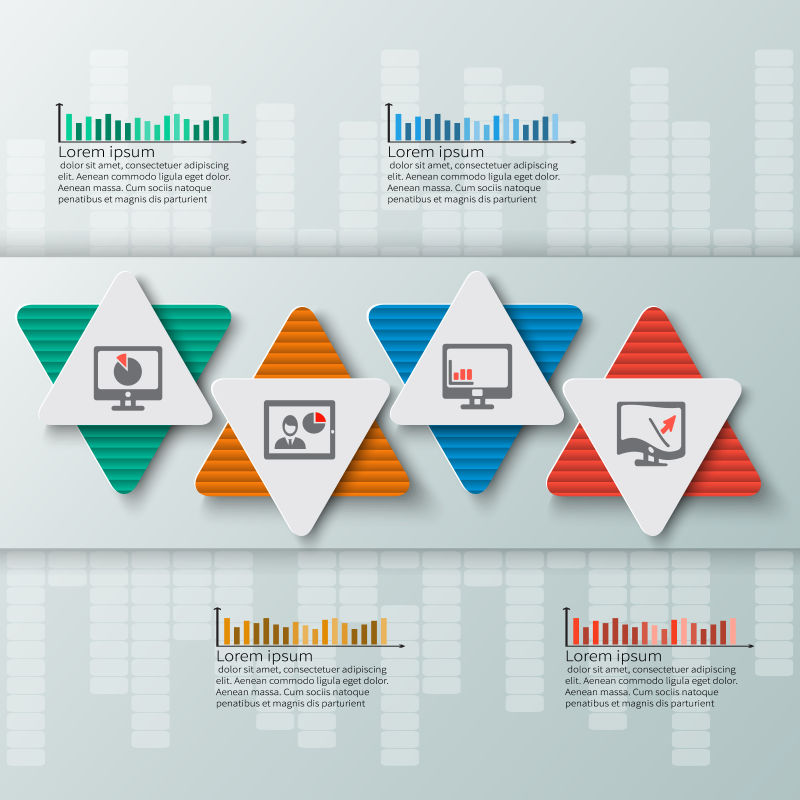 抽象矢量现代彩色三角元素的信息图表设计