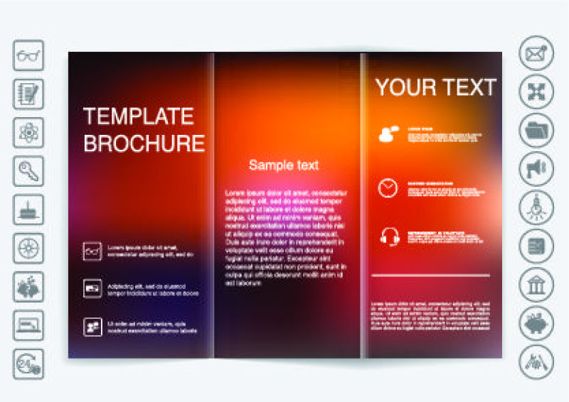 三折小册子模型矢量设计-模糊背景-企业经营风格