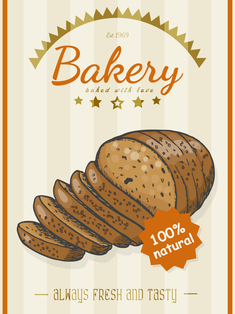 创意矢量现代烤面包主题的平面海报设计