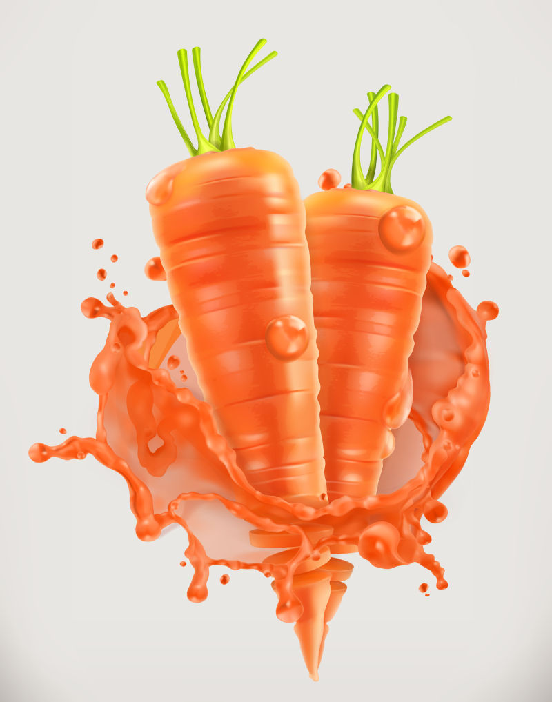 抽象矢量新鲜的胡萝卜汁插图设计