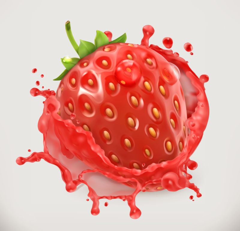 抽象矢量现代草莓汁设计插图