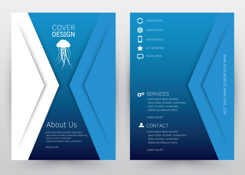 抽象矢量蓝色几何元素企业宣传单设计