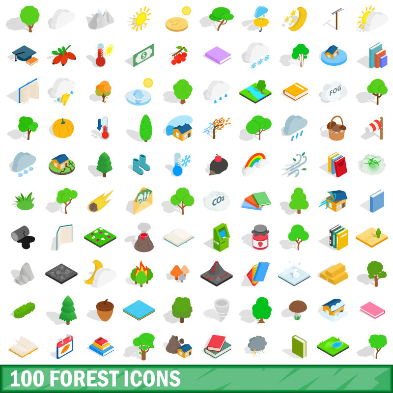 创意矢量现代森林主题的图标设计