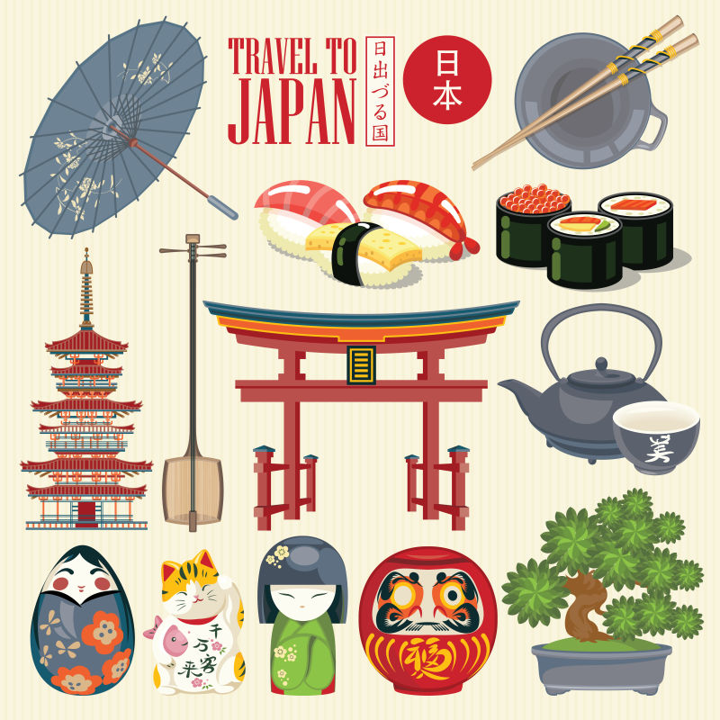 抽象矢量日本传统文化图标设计
