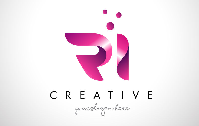 创意矢量粉色立体字母ri标志设计