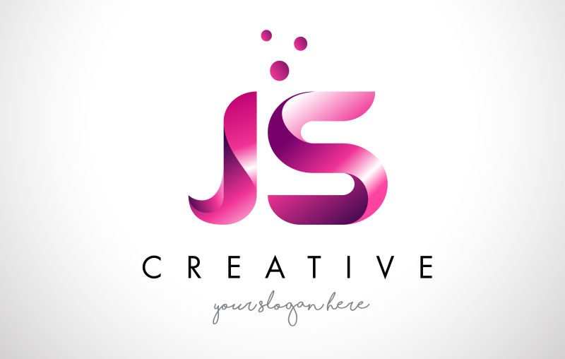 抽象矢量粉色立体字母js标志设计