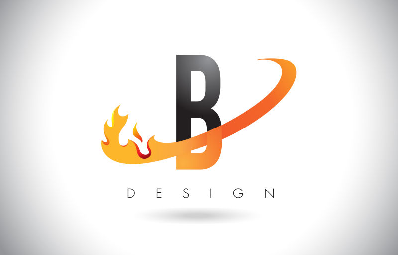 矢量抽象火焰元素的字母b标志设计