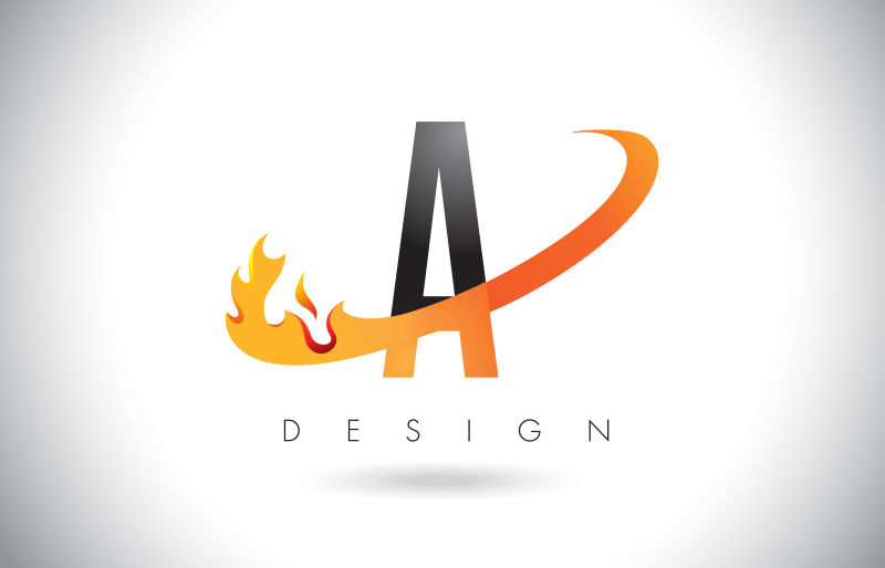 矢量抽象火焰元素的字母a标志设计