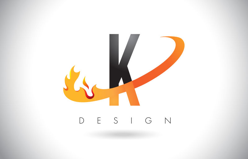 矢量抽象火焰元素的字母k标志设计