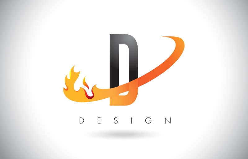 矢量抽象火焰元素的字母d标志设计