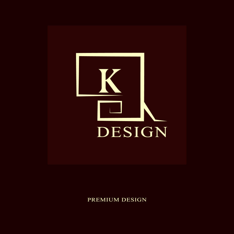 抽象标志设计现代奢侈品组合最小元素字母象征K. Mark的区别通用圆形模板时尚标签版税公司名片矢量插图