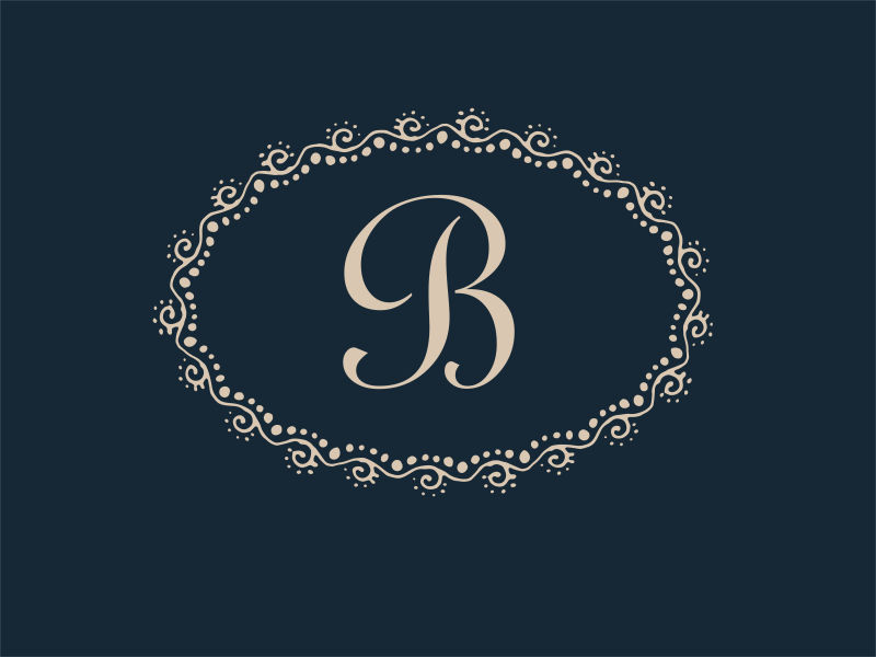 抽象矢量古典花纹装饰的字母b标志设计