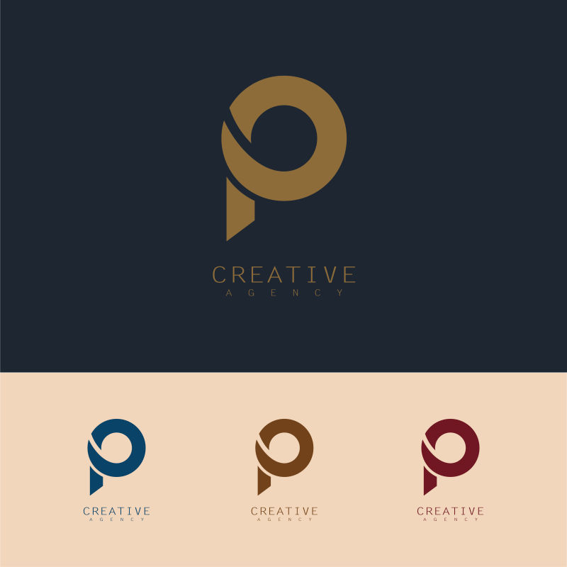 抽象矢量字母p标志创意设计