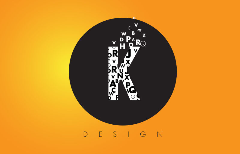 抽象矢量小写字母装饰的字母K标志设计