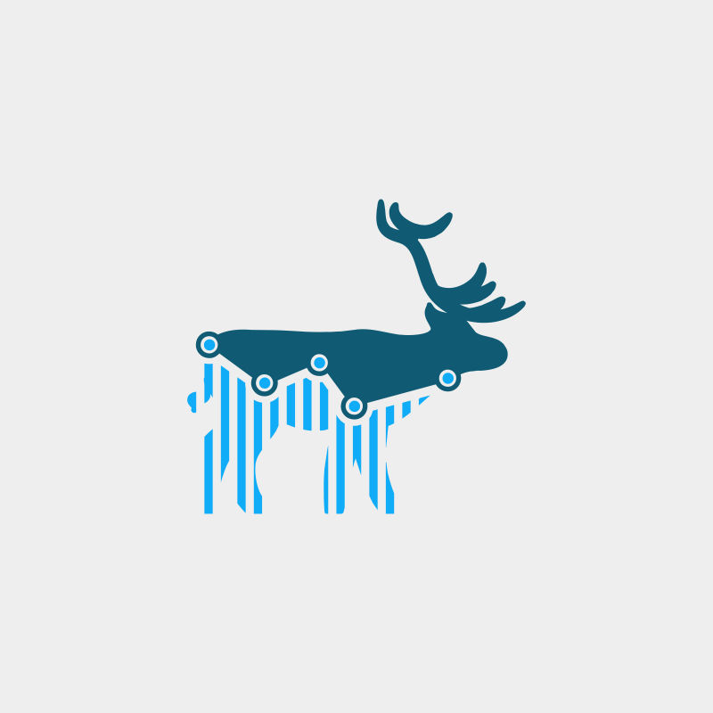 抽象矢量蓝色鹿元素标志设计
